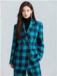 时尚格子套装美女写真摄影图片