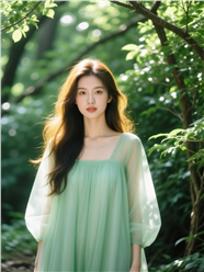 浅绿色纱裙美女写真摄影图片