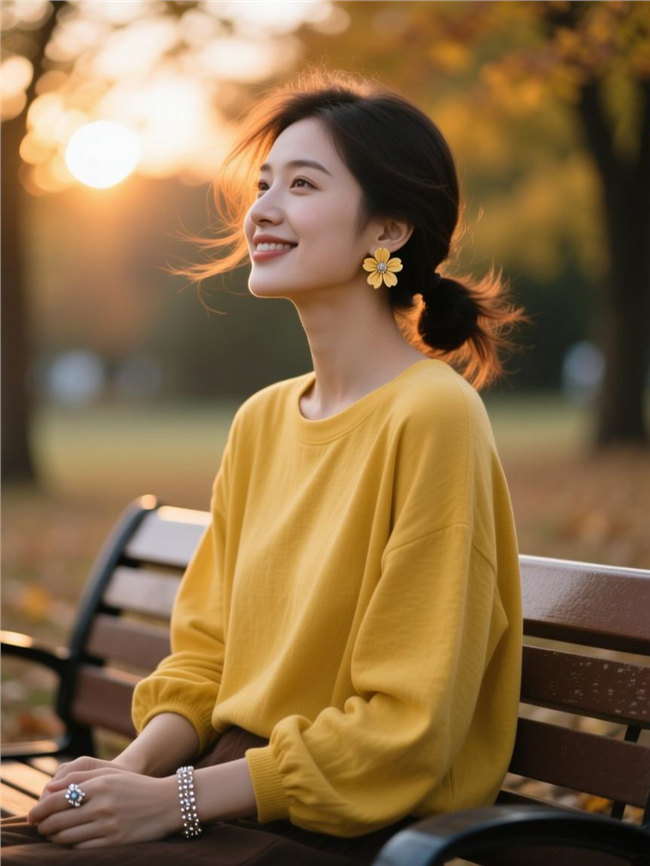 秋季电影质感风格美女写真图片