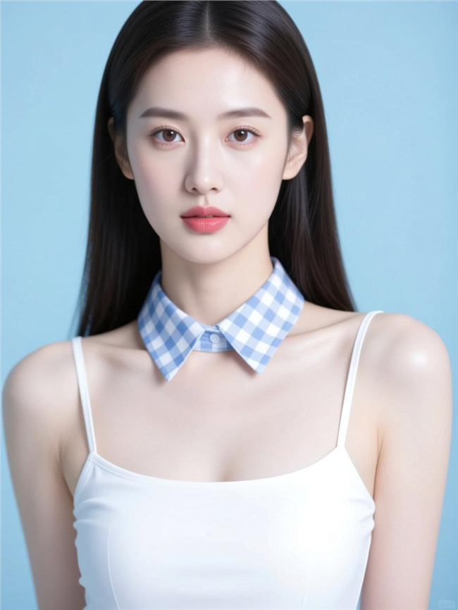 皮肤白皙白色吊带背心美女写真图片