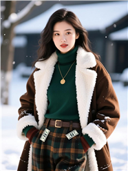冬季复古随性老钱风穿搭美女图片