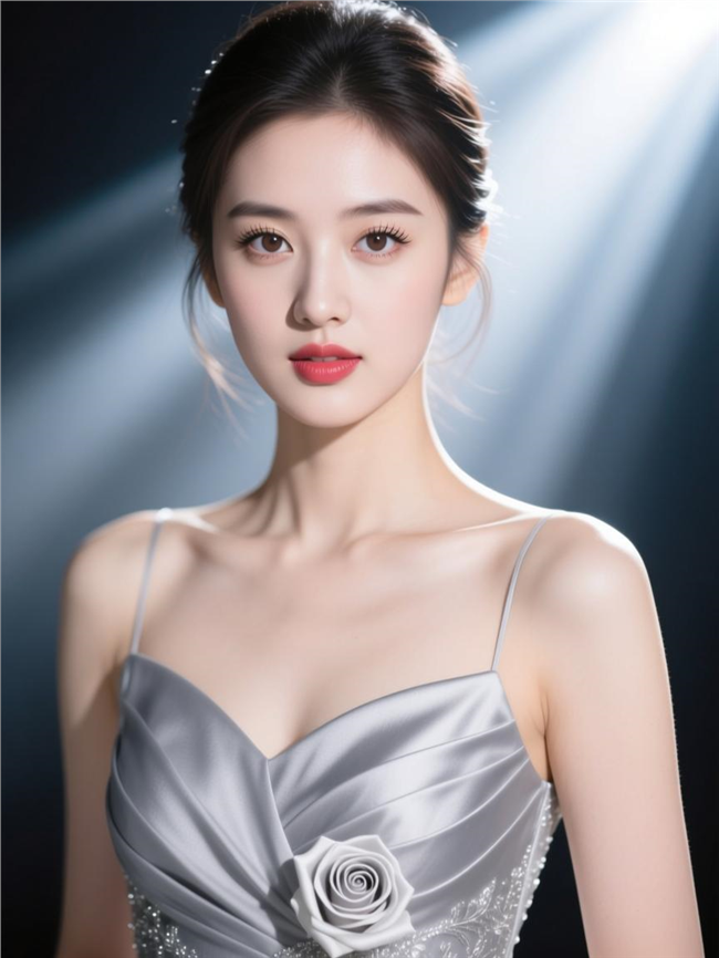 肤白貌美性感吊带抹胸裙美女图片