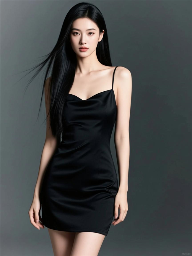 亚洲黑长直小黑裙性感美女图片