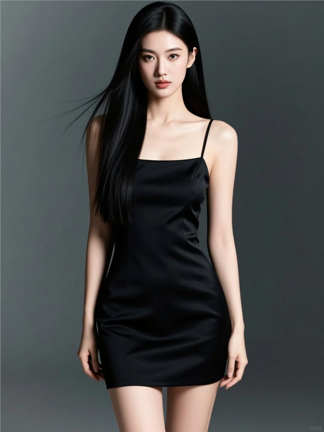 性感小黑裙美女人像摄影图片