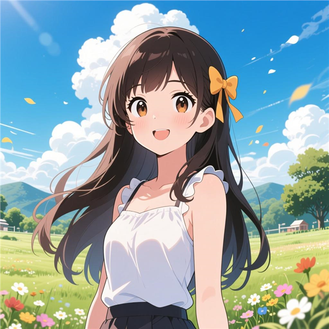 卡通快乐动漫少女插画图片