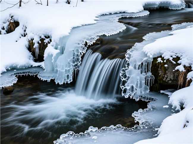 冰雪融化泉水叮咚图片