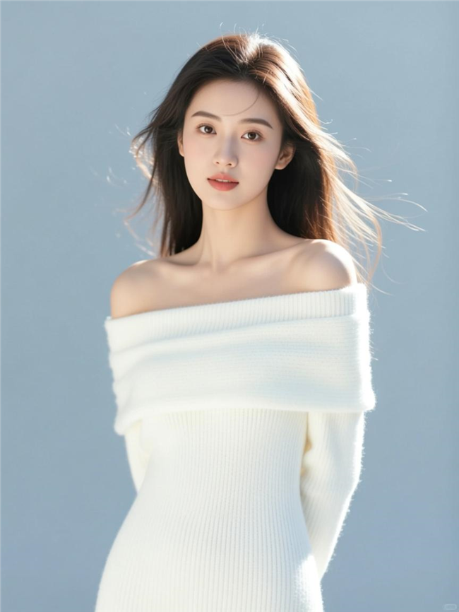 性感一字肩美女写真摄影图片