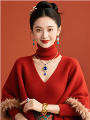 优雅红色喜气美女穿搭写真图片