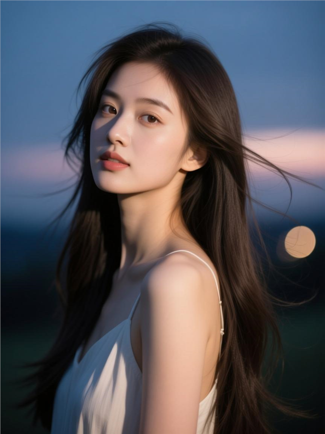 日暮黄昏氛围感美女写真摄影图片