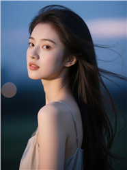 黄昏清新女孩摄影图片