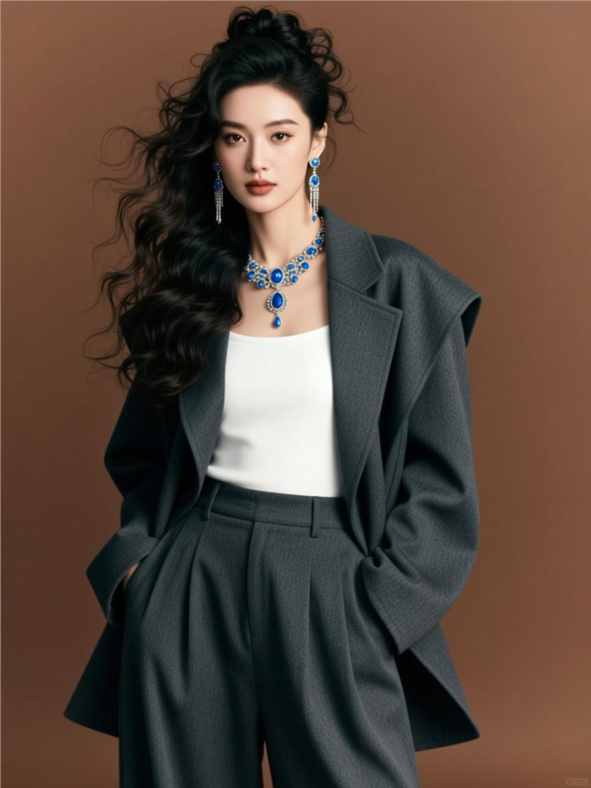 大波浪卷发美女盘发发型图片