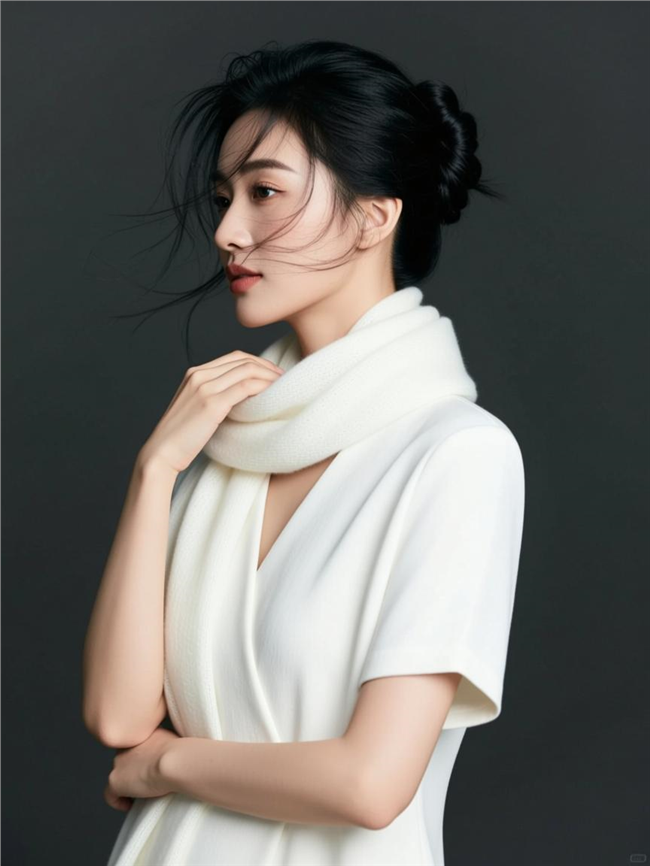 时尚清冷侧颜美女写真图片