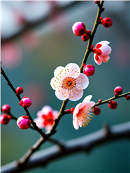 春天粉色梅花微距特写摄影图片