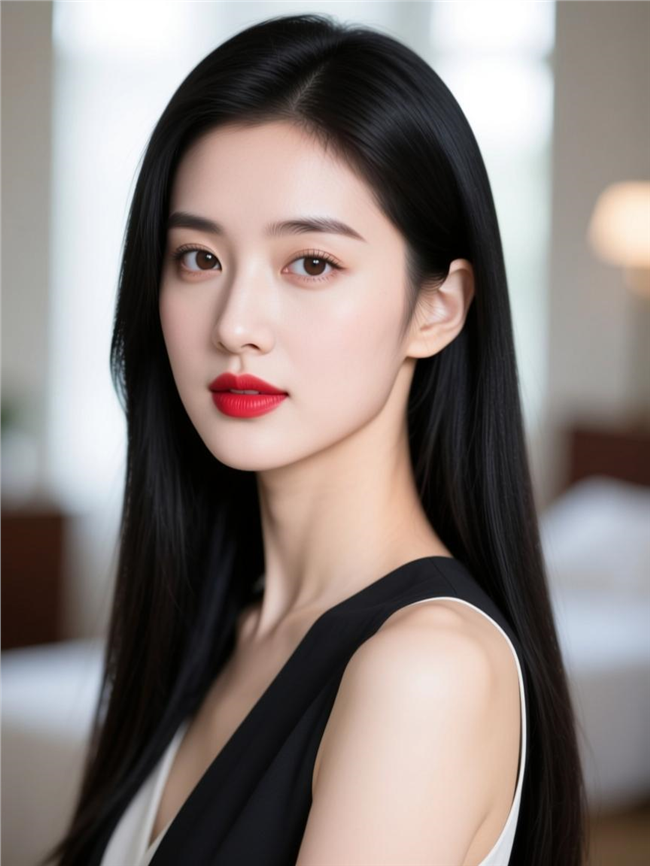 知性优雅长直发美女写真图片