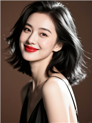 大红唇美女时尚发型图片