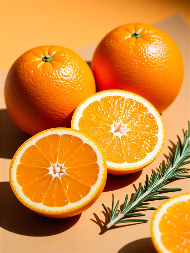 新鲜切开的橙子摄影图片