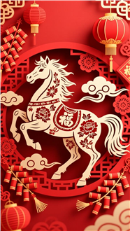 剪纸风格马年海报图片