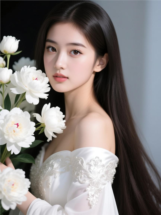 浓眉大眼性感长直发美女图片