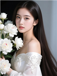 浓眉大眼性感长直发美女图片