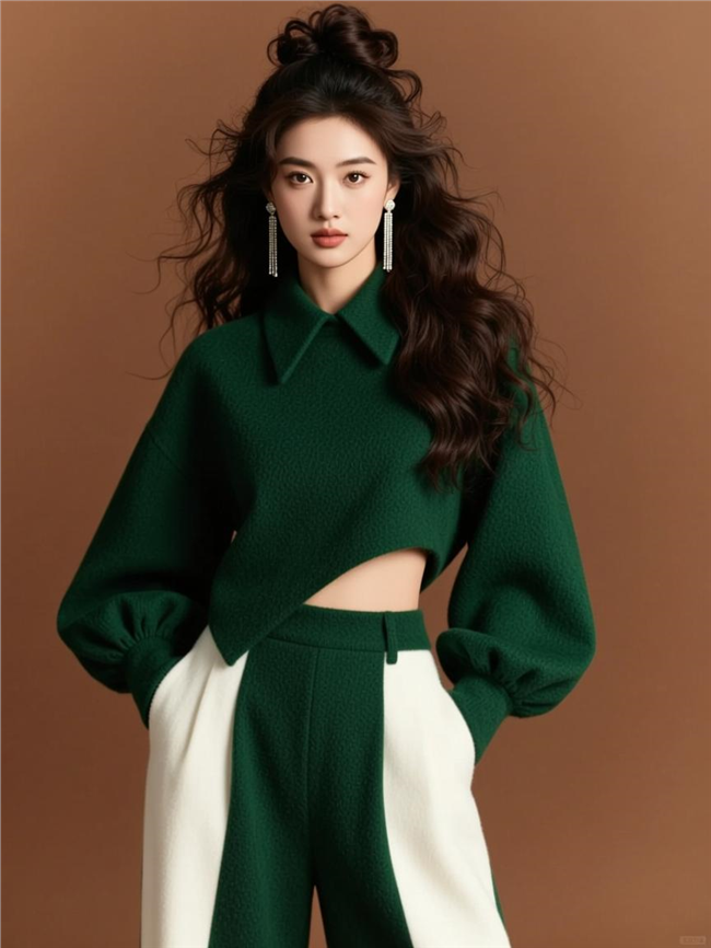 时尚高丸子头卷发美女图片