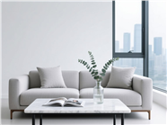 浅灰色亚麻布艺沙发图片