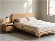 侘寂风浅米色亚麻床品家具图片