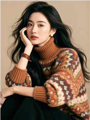 高领羊毛衣美女写真摄影图片