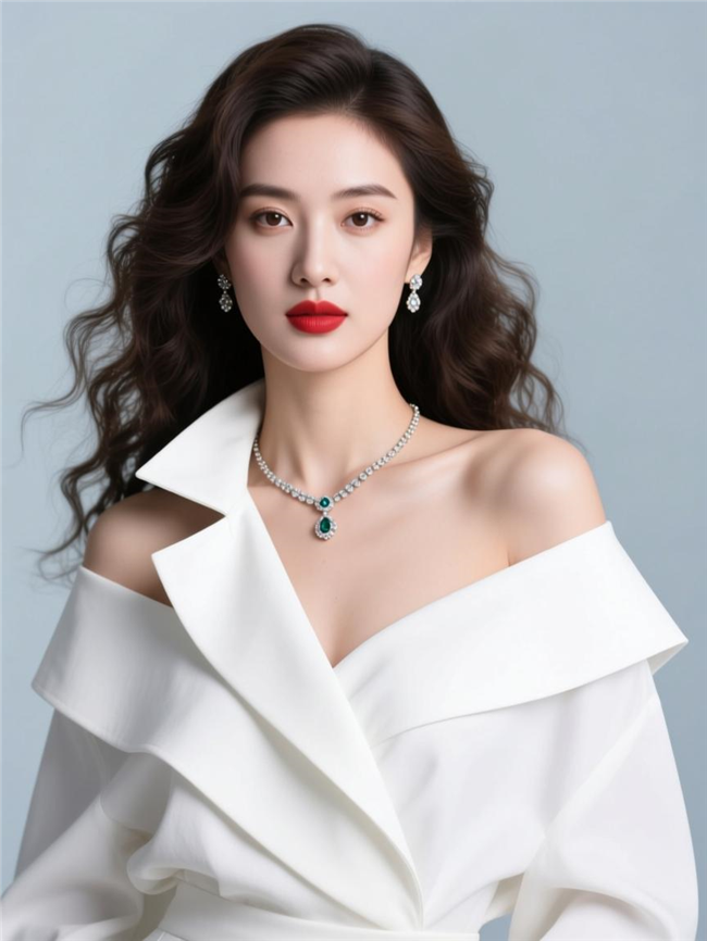 宽松露肩性感美女写真图片