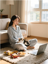 坐在灰色地毯上看电脑的美女图片