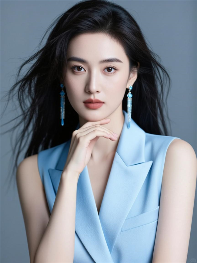 长发凌乱美美女写真摄影图片