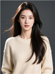 穿着米色羊毛衫的长发美女图片