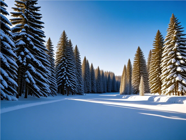 冬季雪地雪松树林风景图片