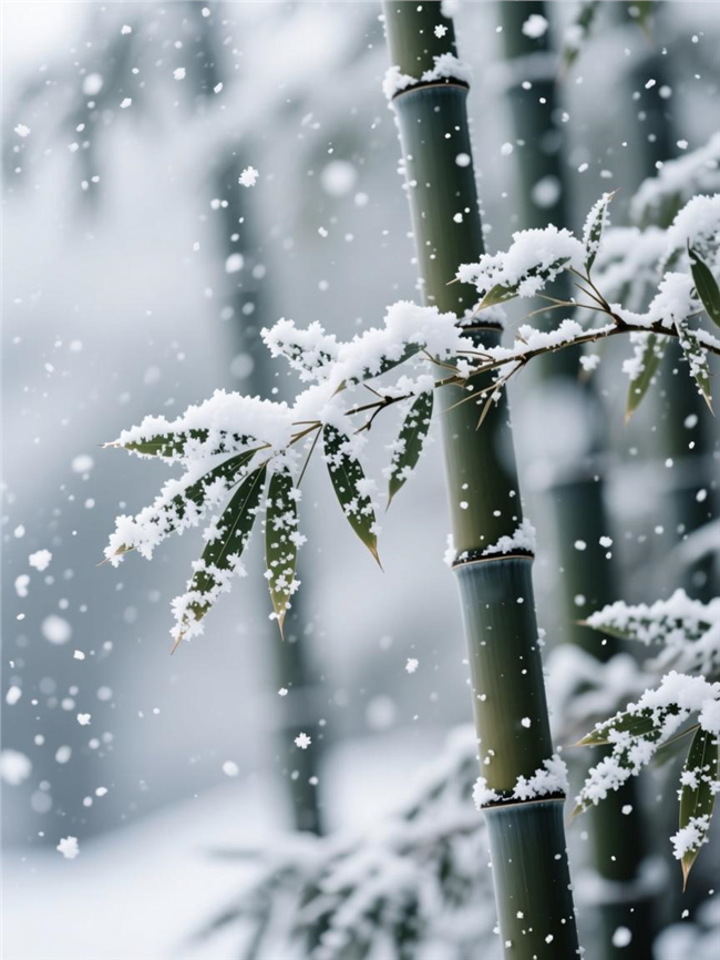 竹林雪景风光摄影图片