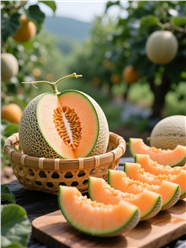 果园新鲜哈密瓜摄影图片