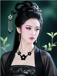 黑色飞仙髻发型古风美女写真图片