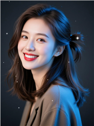 披肩中长发美女回眸一笑图片