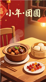 复古风格小年团圆海报图片