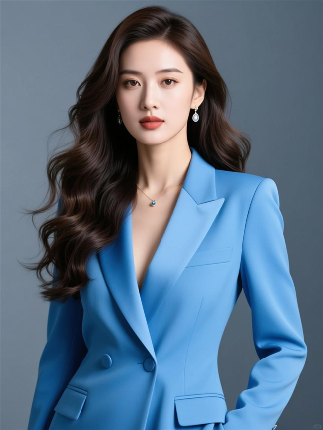 蓝色西装商务美女写真图片