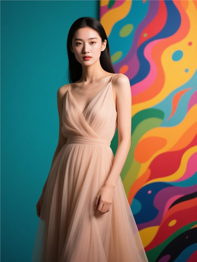 飘逸长款纱裙美女写真图片