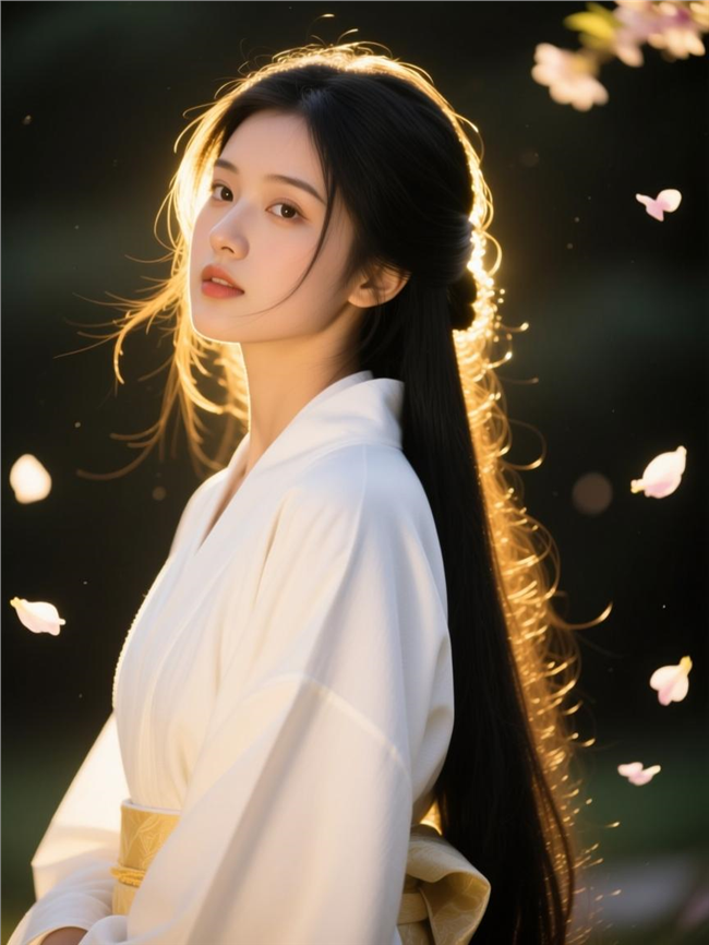 黑色长发东方女性写真图片