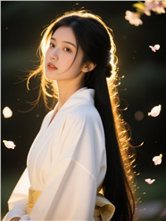 黑色长发东方女性写真图片