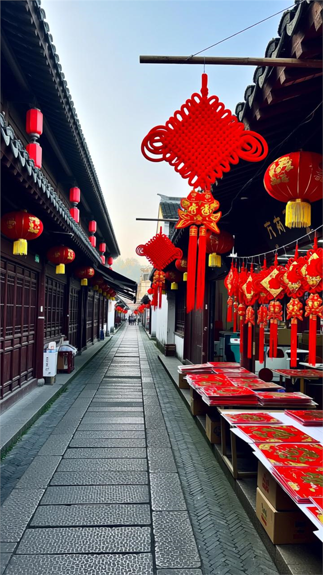 春节老街氛围摄影图片