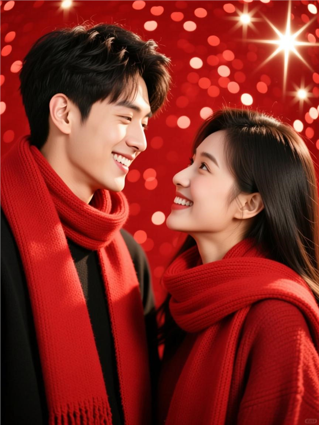 新年氛围感情侣写真图片