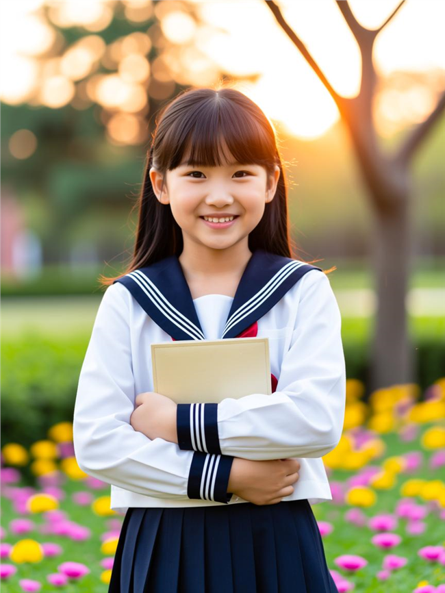 穿着水手服的可爱女孩图片