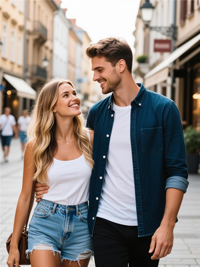 欧美街头情侣时尚街拍图片