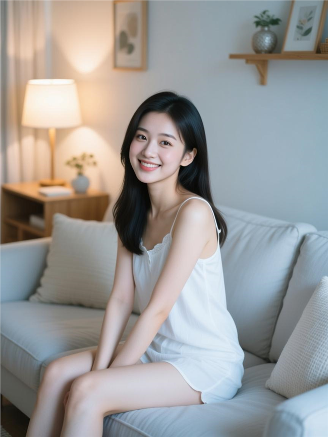 慵懒风娇小居家美女摄影图片