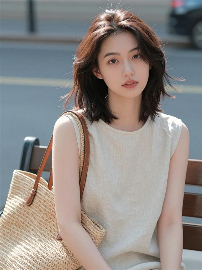 秋天氛围感街头女孩图片