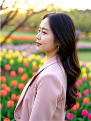 亚洲粉色西装美女摄影图片