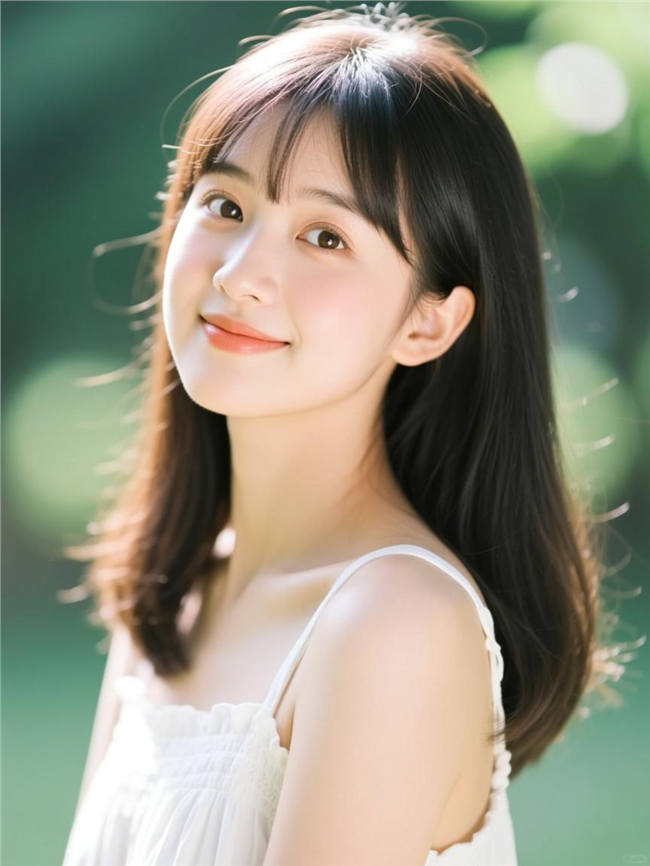 清纯披肩长发素颜女孩图片