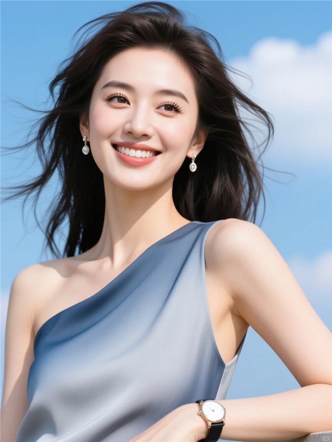 性感飘逸长发斜肩装美女写真